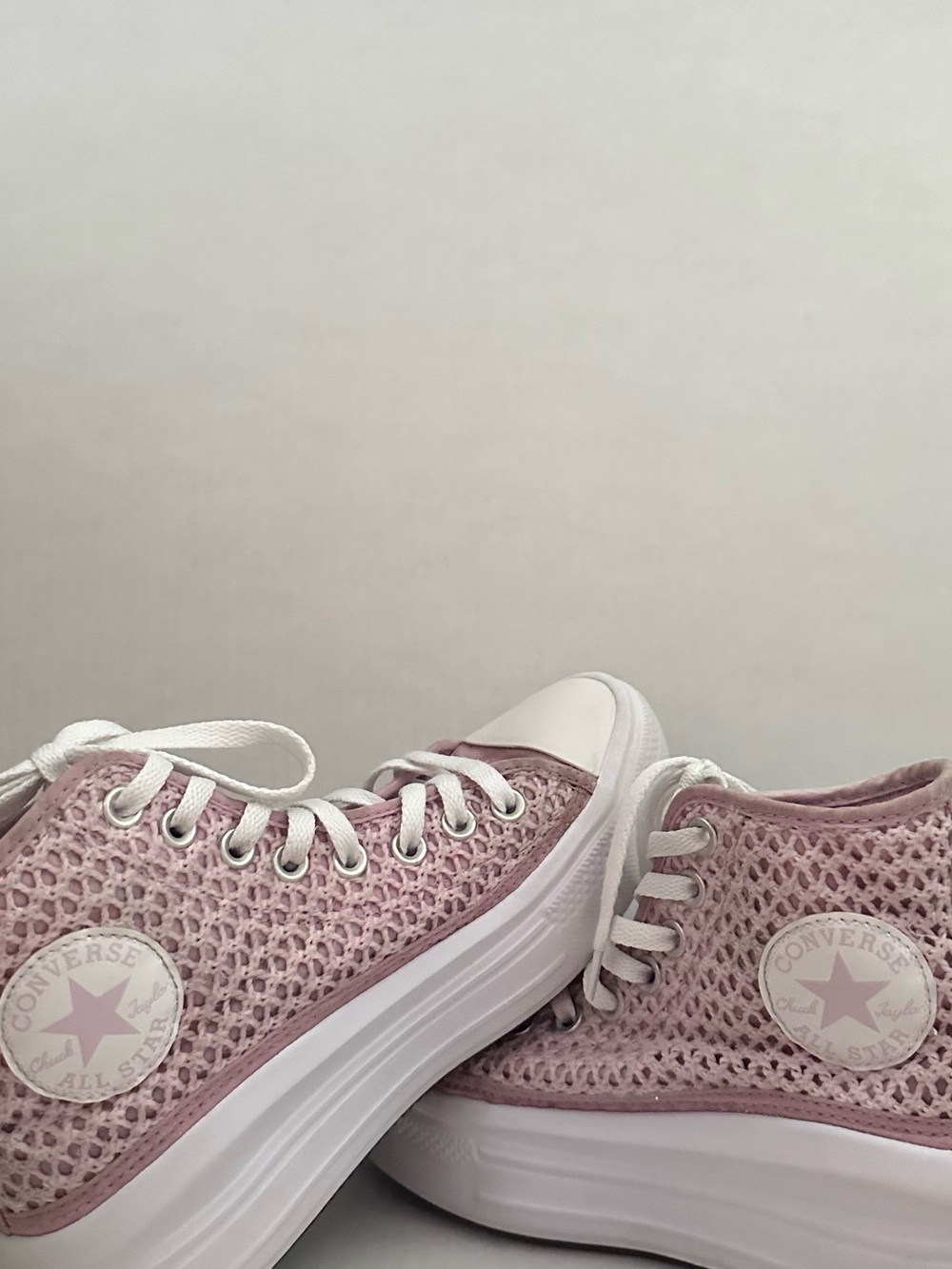 Converse Pink Knit High-Top Platform Sneakers